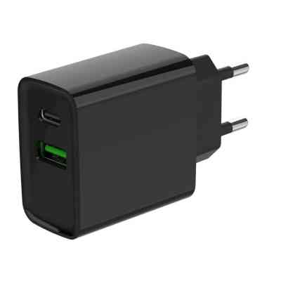 Зарядний пристрій Gembird 1xUSB-A + 1 Type-C (PD20Вт + QC3.0 18Вт) black (TA-UC-PDQC20-01-BK) Вінниця