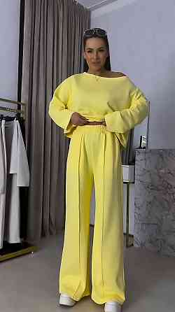 Женский прогулочный костюм двойка: кофта и штаны двунить Желтый, 48/50 Одесса