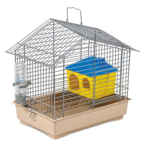 Клітка Природа «Джунгарик» для джунгарських хом'яків та мишей, з будиночком, 30x20x24 см (хром/бежева) Вінниця - фото 1