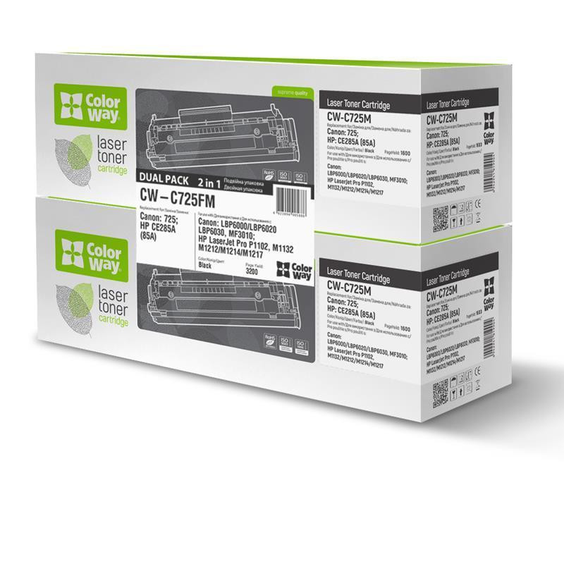 Картридж CW (CW-C725FM) Canon LBP-6000/6020/MF3010 Black (CE285A/Canon 725) Dual Pack ( Black ) Харків - фото 2