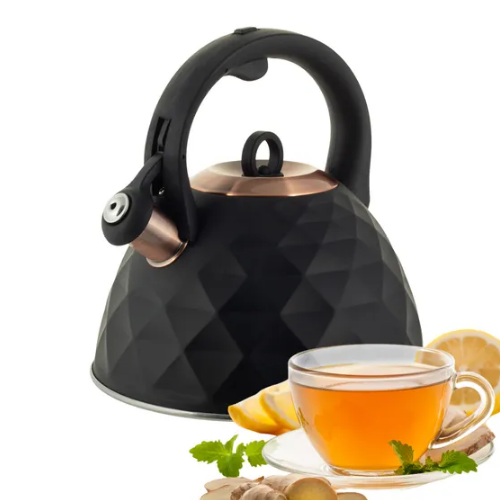 Чайник 3л нержавіюча сталь зі свистком з ручкою "soft-touch" (ручка:чорний) 867 KAMILLE Житомир