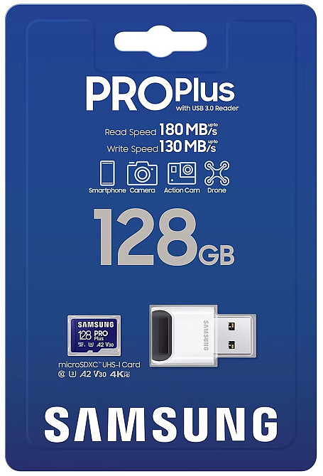 Картка пам'яті MicroSDXC 128 GB UHS-I/U3 Samsung Pro Plus R180/W130MB/s + OTG Card reader (MB-MD128SB/WW) ( 12411 ) Харків - фото 4