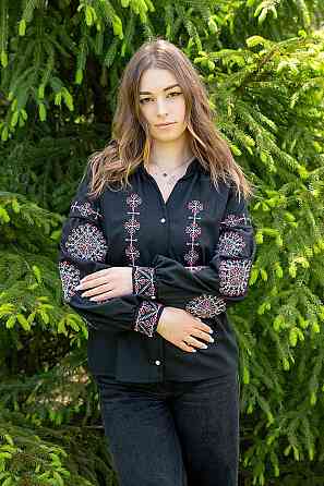 Жіноча вишиванка-сорочка з довгим рукавом лляна топ Київ