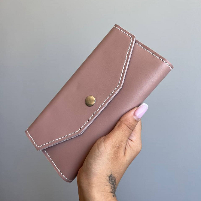 Гаманець жіночий клатч Флоренція Рожевий шкіряний, стильний модний клатч ручної роботиMasterSem Київ - фото 4