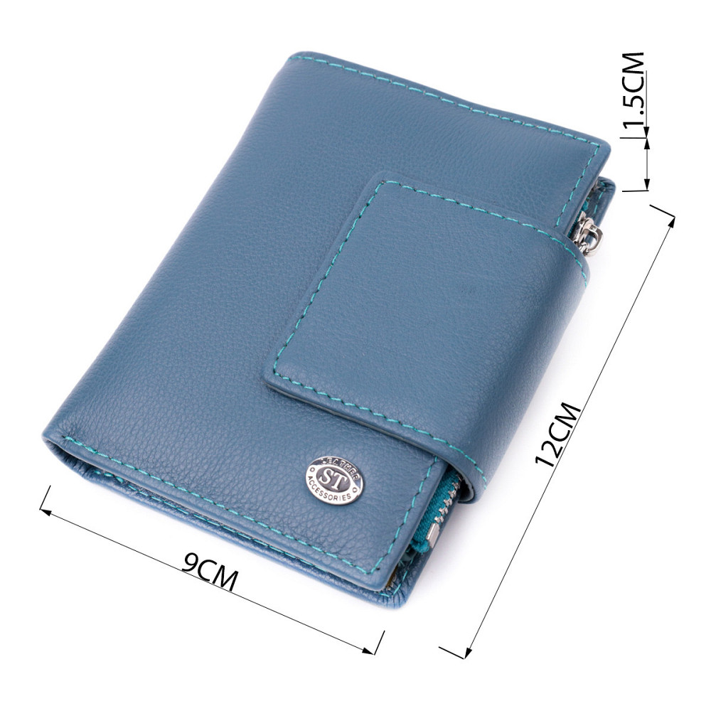 Жіноче портмоне з оригінальною монетницею з натуральної шкіри Бірюзовий (ST Leather) Київ - фото 8