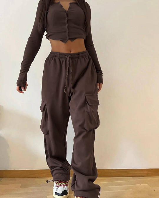 Штани карго жіночі трикотажні Коричневий 42-46 Харків - фото 2