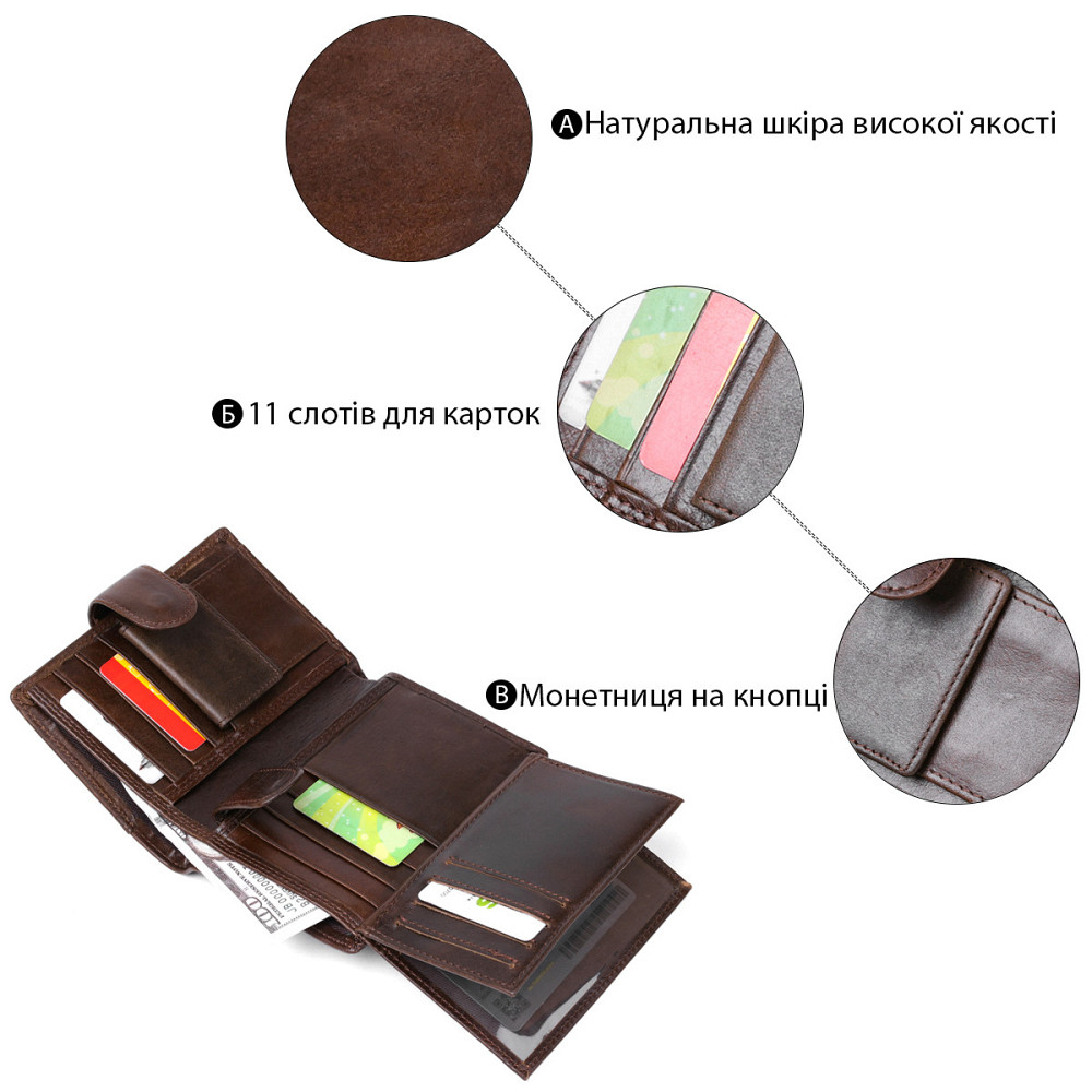Кошелек мужской Vintage 14925 Коричневый Киев - изображение 9