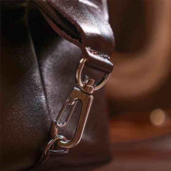 Шкіряна глянсова косметичка Коричневий (SHVIGEL) Київ