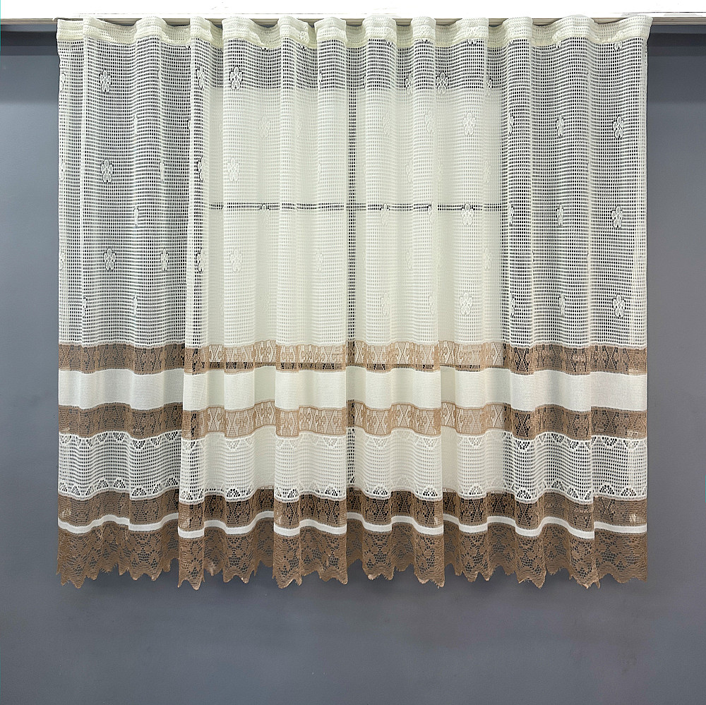 Тюль сетка VR-Textil Juli № 1720т Арка на кухню цвет молочный с карамельным 300х150 см (53-0025) Киев - изображение 2