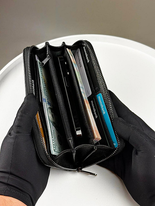 Шкіряний клатч-гаманець із натуральної зернистої шкіри SV001 (Чорний) Суми - фото 6