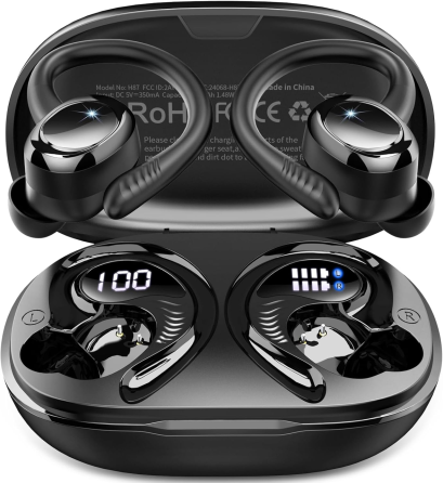 Бездротові спортивні навушники H87 Bluetooth 5.4, IPX7, до 50 годин, ENC, USB-C, чорні Київ