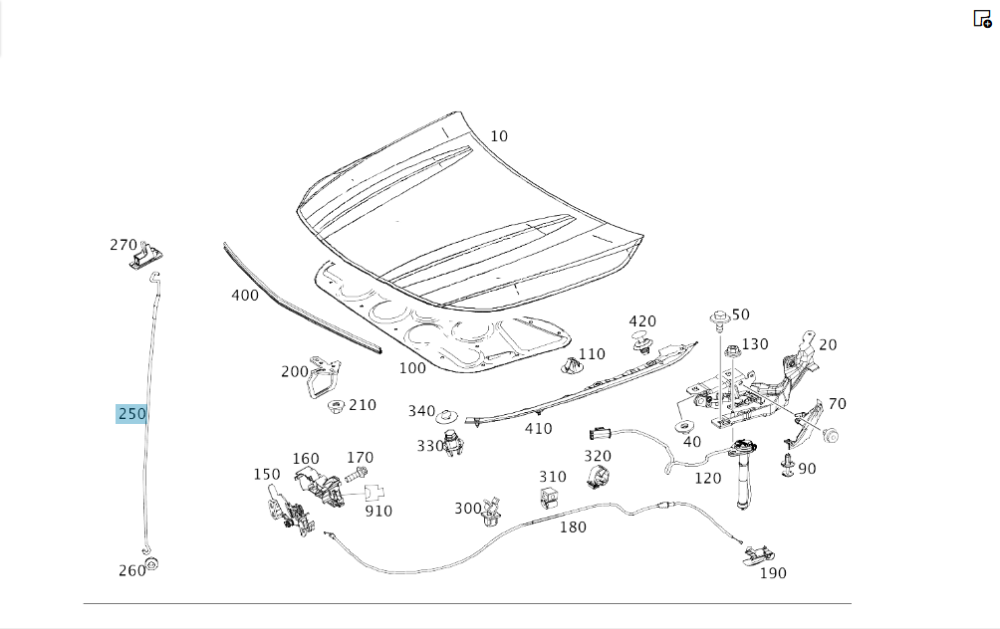 Mercedes-Benz  A2468870072 Опора капота сталева CLA Shooting Brake X117 CLA C117 GLA X156 A-class W176 B-class W242 B-class W246 Одеса - фото 2