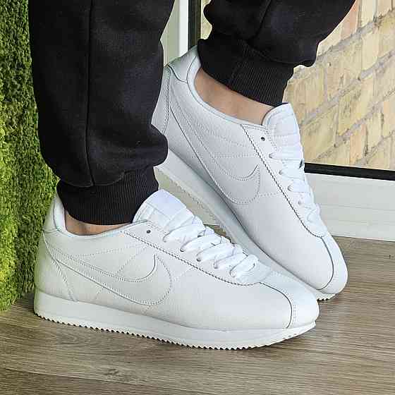 Мужские Термо Кроссовки Nike Cortez Белые Кожаные Найк Еврозима (размеры: 43,44,45,46) Видео Обзор Днепр