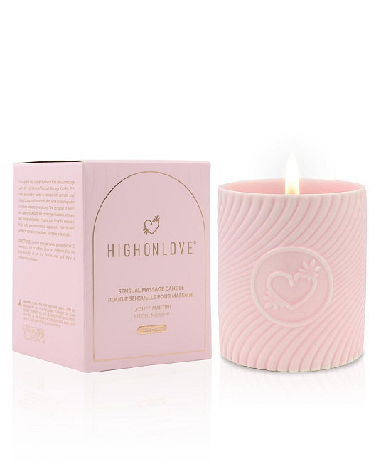 Масажна свічка з ароматом лічі та мартіні Sensual Massage Candle Lychee Martini, 250 мл HighOnLove (Канада) Sex Aura Київ - фото 2