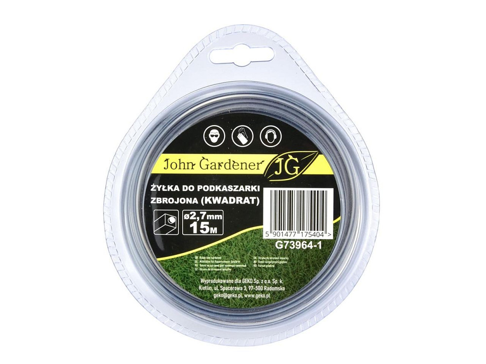 Жилка косарки армована квадратна 15м 2,7мм "JohnGardener" Київ - фото 1
