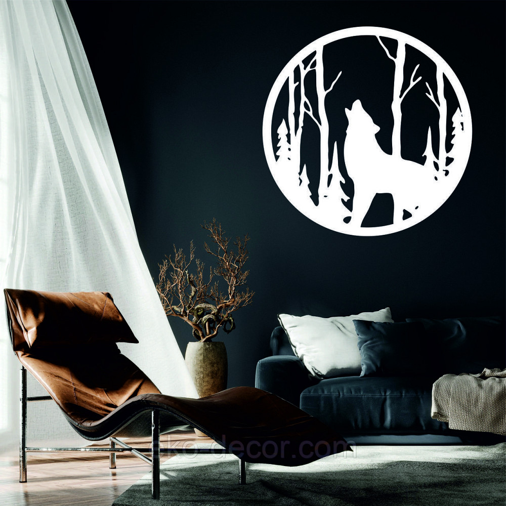 Декоративное настенное Панно «Волк», Декор на стену 70*70 см, Белый Киев - изображение 1