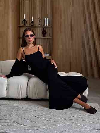 Жіночий базовий костюм-двійка: плаття + кардиган турецька віскоза Чорний, 42/44 Одеса