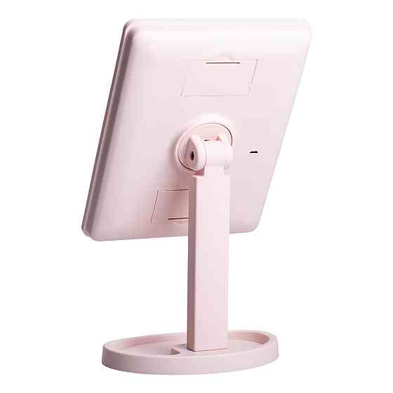 Настільне дзеркало з підсвічуванням 22 LED для макіяжу 21х16 см прямокутне на ніжці USB Рожеве HP-10-4AP Коломия