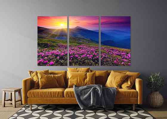 Модульная картина в гостиную / спальню  Гірський захід сонця      ART-288_3A 100х150 см Киев