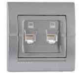 DERIY темно-сірий металік Розетка внутрішня 2-а комп'ютерна Лезард Житомир