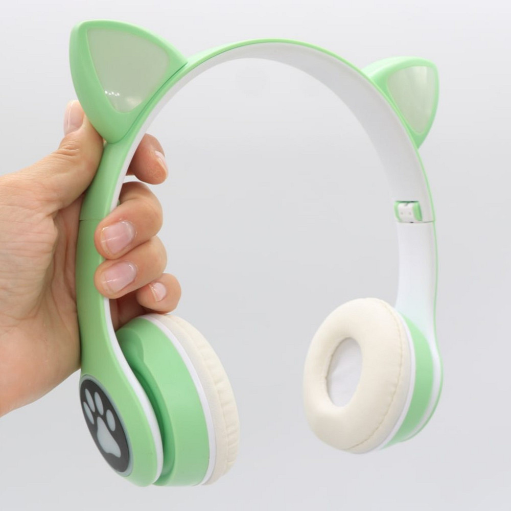 Бездротові навушники з котячими вушками, VZV-23M, Зелені / Дитячі Bluetooth навушники з мікрофоном Київ - фото 9