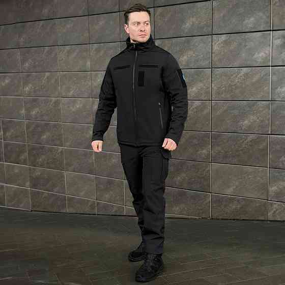 Военная мужская черная демисезонная куртка Pobedov Shadow с липучками 3XL Киев