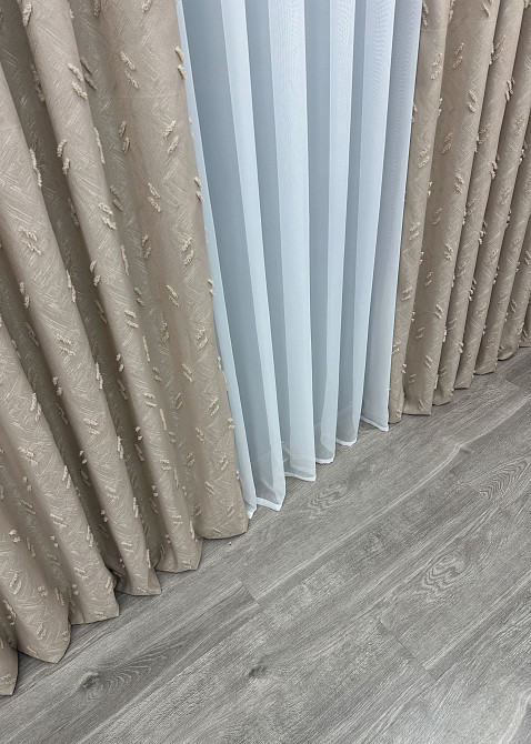 Шторна тканина Льон Букле колір бежевий 1887ш Київ - фото 6