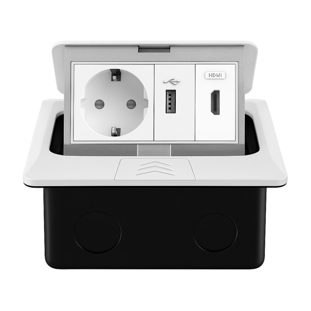 Розетка підлогова подвійна LIVOLO біла, вбудована у підлогу, з USB 10Вт, HDMI, для кухні, офісу чи конференц-залу, з кришкою, висувна, з заземленням,  Коломия - фото 4