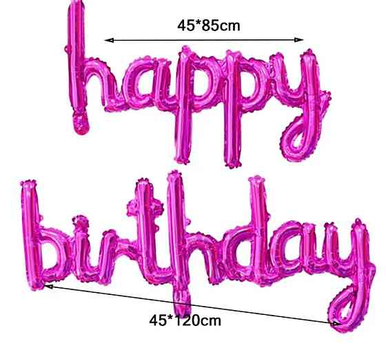Кульки-букви Happy Birthday, яскраво рожеві слім Київ