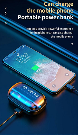 Навушники бездротові TWS Q8 Bluetooth 5.3 + Powerbank Київ - фото 7