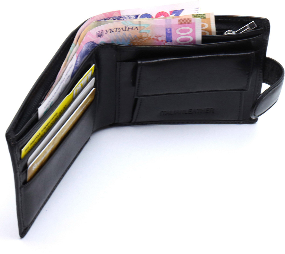 Чоловіче портмоне з натуральної шкіри ST Leather В104 Чорний Київ - фото 5