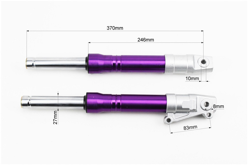 Амортизатор передній (пір'я), к-кт 2шт Honda DIO, 370мм (під диск. торм.) Фіолетовий Київ - фото 2