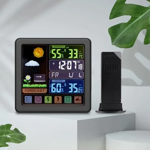 Бездротова метеостанція з кольоровим екраном TS-3310-BK, внутрішня та зовнішня температура, вологість, годинник Київ - фото 1