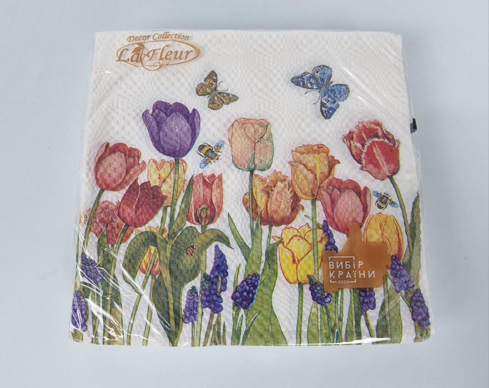 Двухслойная цветочная салфетка (ЗЗхЗЗ, 16шт)  La Fleur Цветы под окном (117) (1 пачка) Харьков - изображение 1
