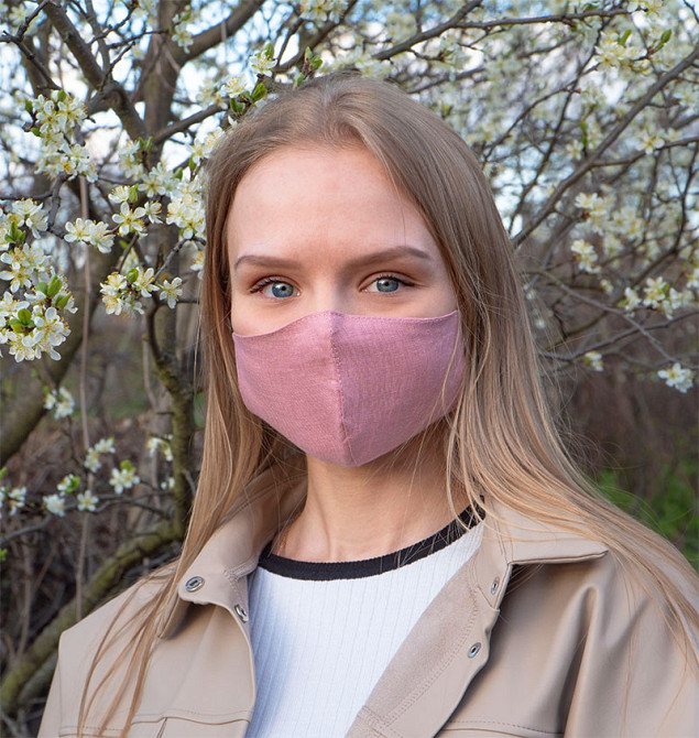 Маска защитная многоразовая из 100% ЛЬНА Размер M (Пудра) Сумы - изображение 3