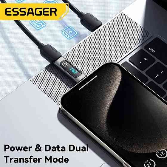 Адаптер Type-C Female to Type-C Male 240W с дисплеем, OTG переходник для зарядки и передачи данных Николаев