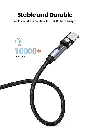 Магнітний зарядний кабель UGreen 540 Degree без наконечника (Чорний, 1м) Николаев - изображение 8