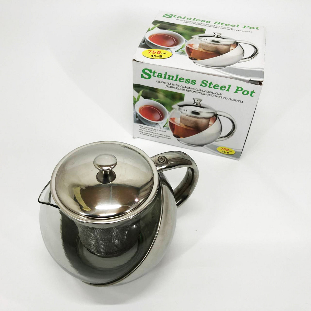 Скляний чайник з фільтром для заварювання чаю UNIQUE UN-1162 0.75 л, Красиві заварники для чаю PU-47 Львів - фото 3