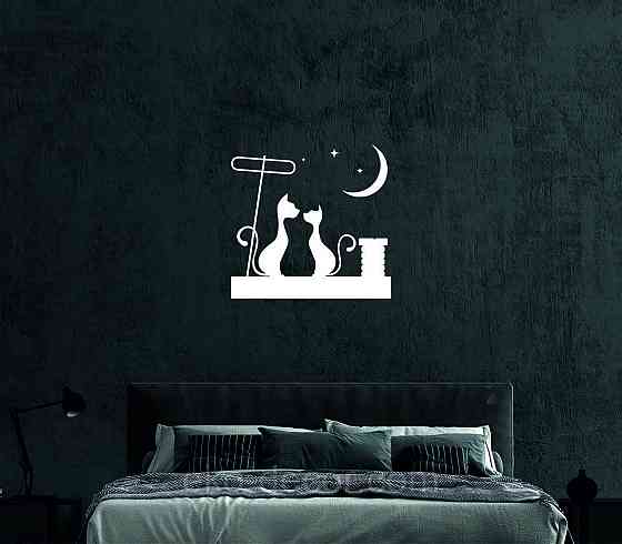 Декоративное настенное 3D Панно «Коты» Декор на стену с объемом 70*70 см, Белый Киев