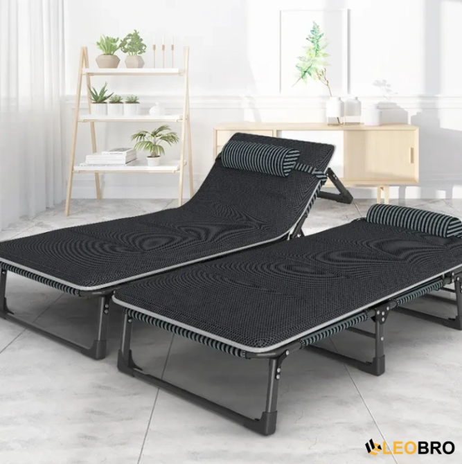 Раскладная кровать‑раскладушка с металлическим каркасом и матрасом LEOBRO FB-S02-PM в тёмную полоску Киев - изображение 2