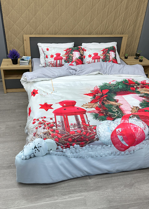 Комплект постельного белья Фланель, Евро 200х220 с Рождественским (Новогодним) принтом (88-200) Киев - изображение 5