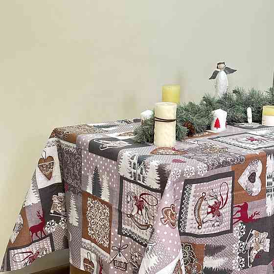 Ecotton Скатертина Ecotton 150х220 см Новорічна Лапландiя сіра (11470-1) Коломия