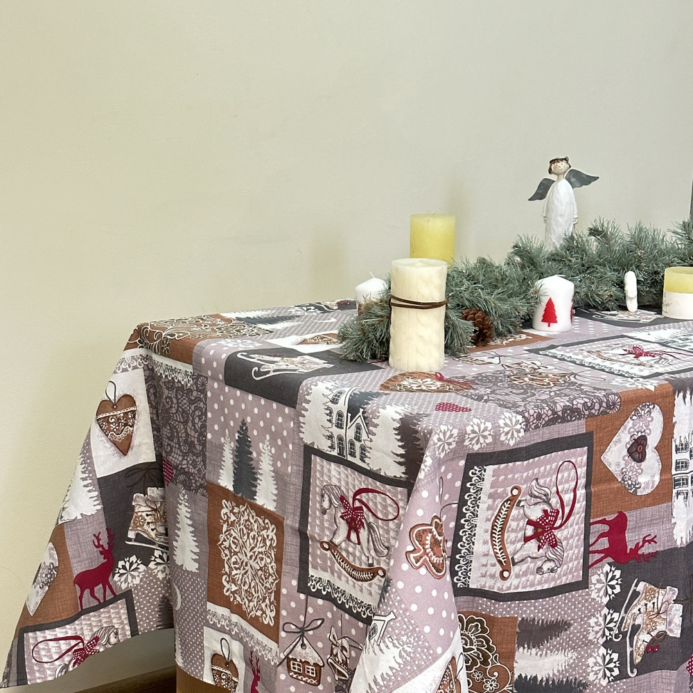 Ecotton Скатертина Ecotton 150х220 см Новорічна Лапландiя сіра (11470-1) Коломия - фото 1