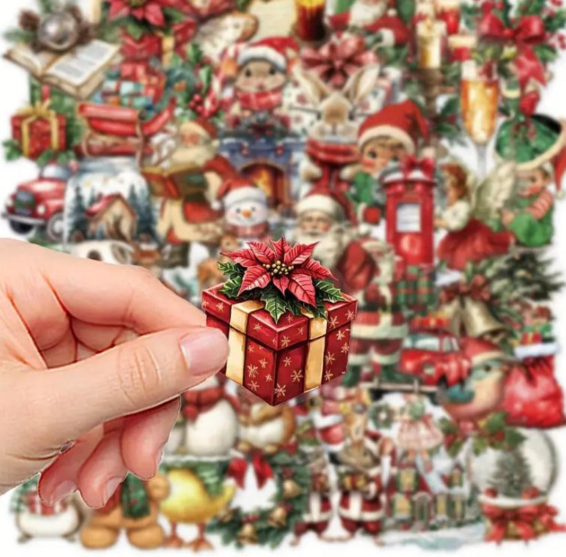 Рождественские наклейки. Новогодние мультяшные стикеры. Водонепроницаемые виниловые наклейки, набор 50 штук. Киев - изображение 9