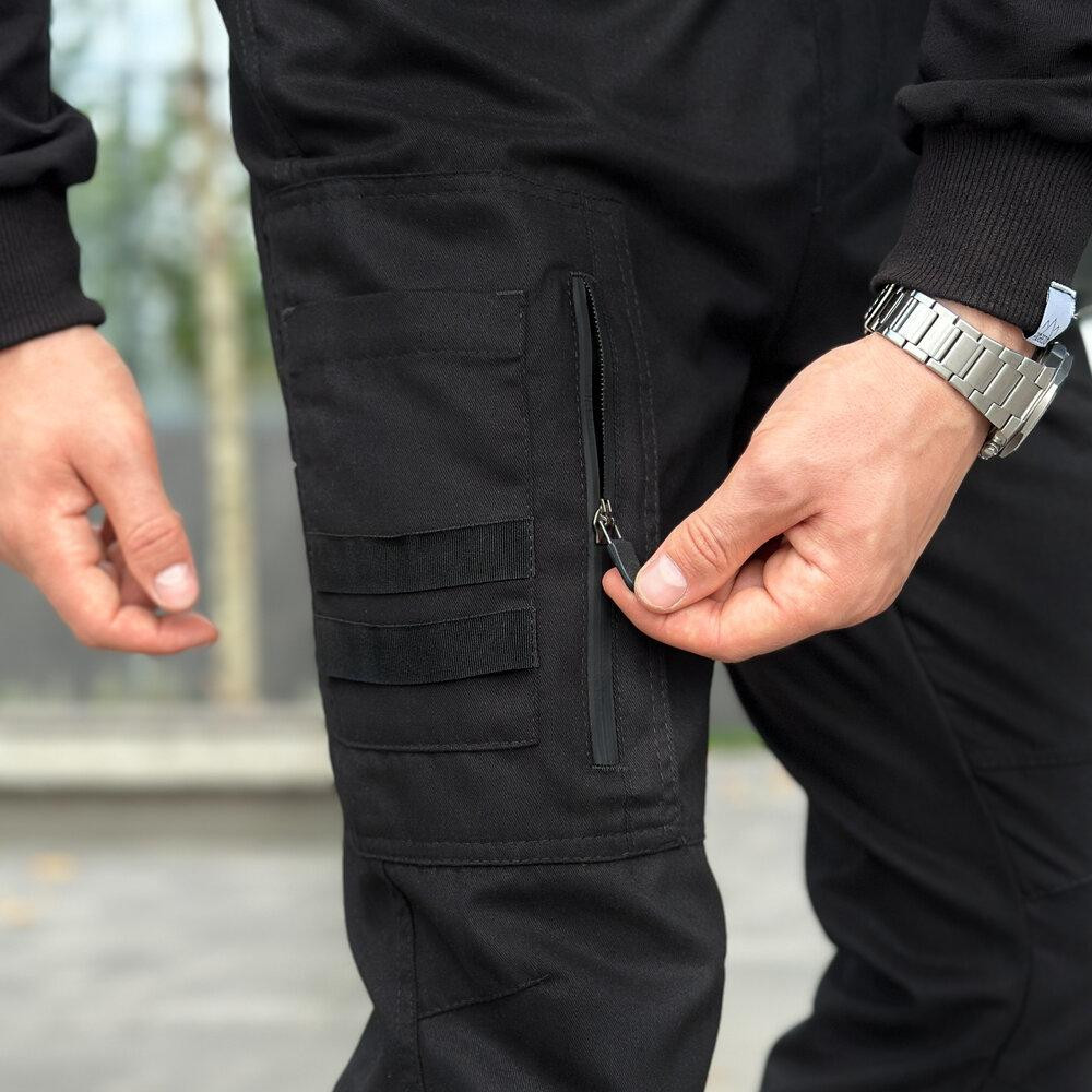 Штани карго чоловічі весняні з кишенями чорні Pobedov Papin Brodyaga Київ - фото 2