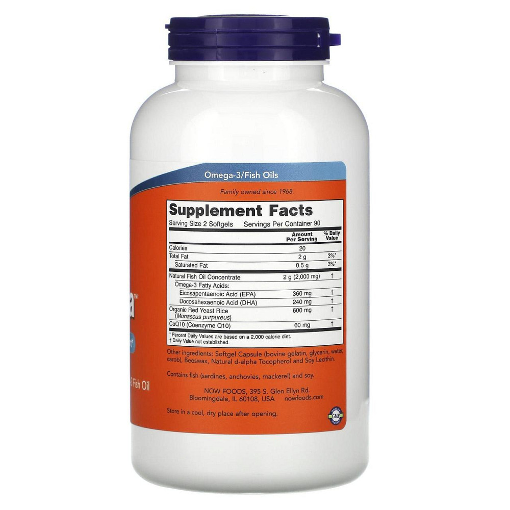 Червоний рис, омега та коензим Q10 Now Foods Red Omega 30 мг 180 капс Київ - фото 2