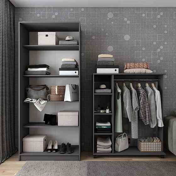 Шафа розпашна з полицями Doros Промо 90х48х204 см Графіт (DRS-011202) Львів