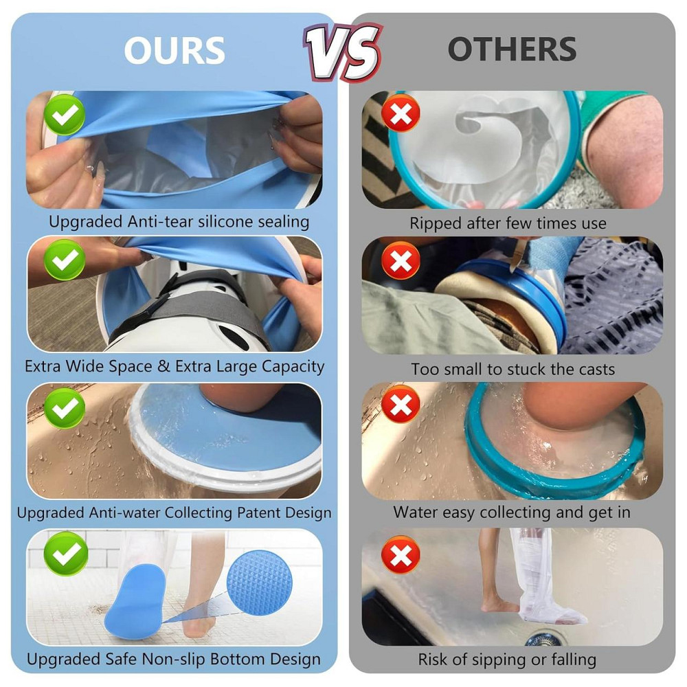 Защитный водонепроницаемый чехол для ноги XL для гипса и повязки многоразовый с антискользящим дном Киев - изображение 6