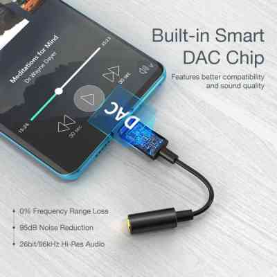 Перехідник USB-C to 3.5m stereo-audio (CDLA) Choetech (AUX003-BK) Вінниця