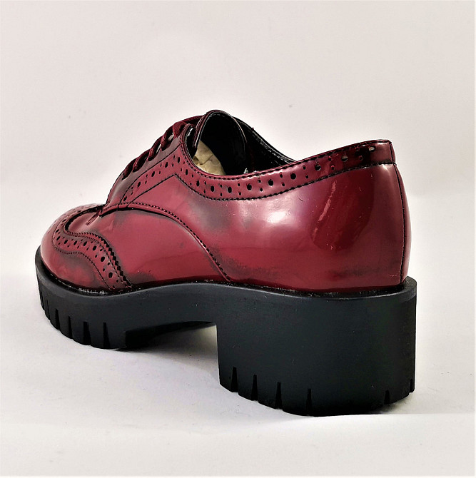 Жіночі Лакові Туфлі Бордо на Тракторній Підошві Сліпони Мокасини Червоні (розміри: 37) — 250 Дніпро - фото 7